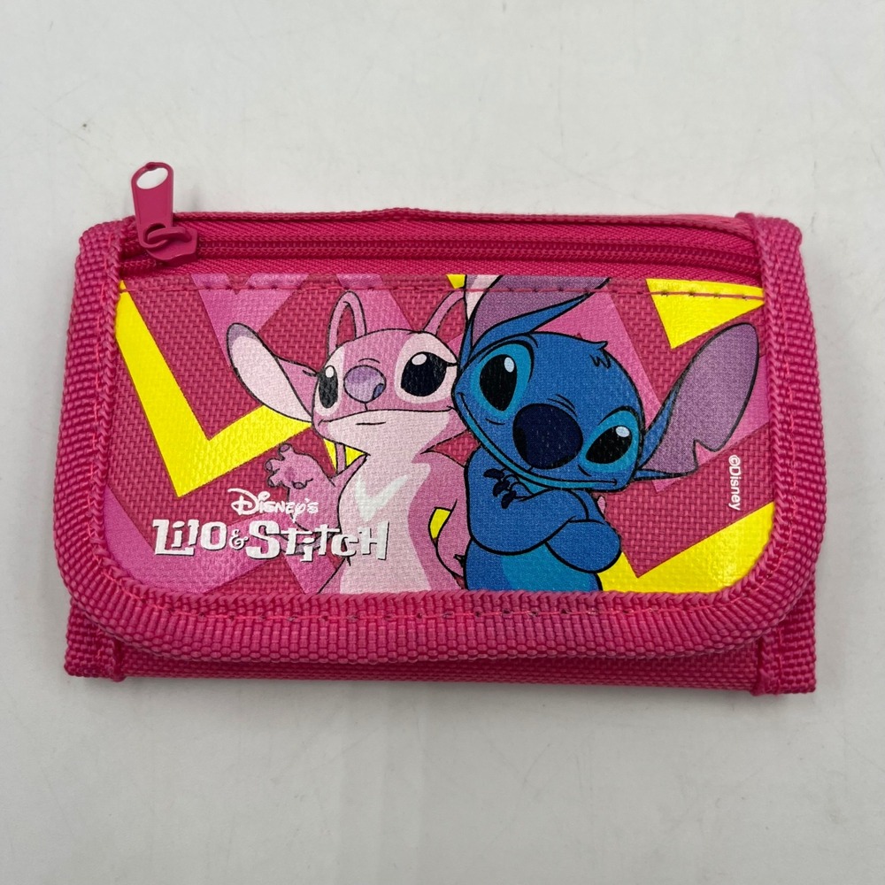 Disney Lilo & Stitch Trifold Wallet Pink Kids Angel Stitch‎ Canvas 5 x 3 inches